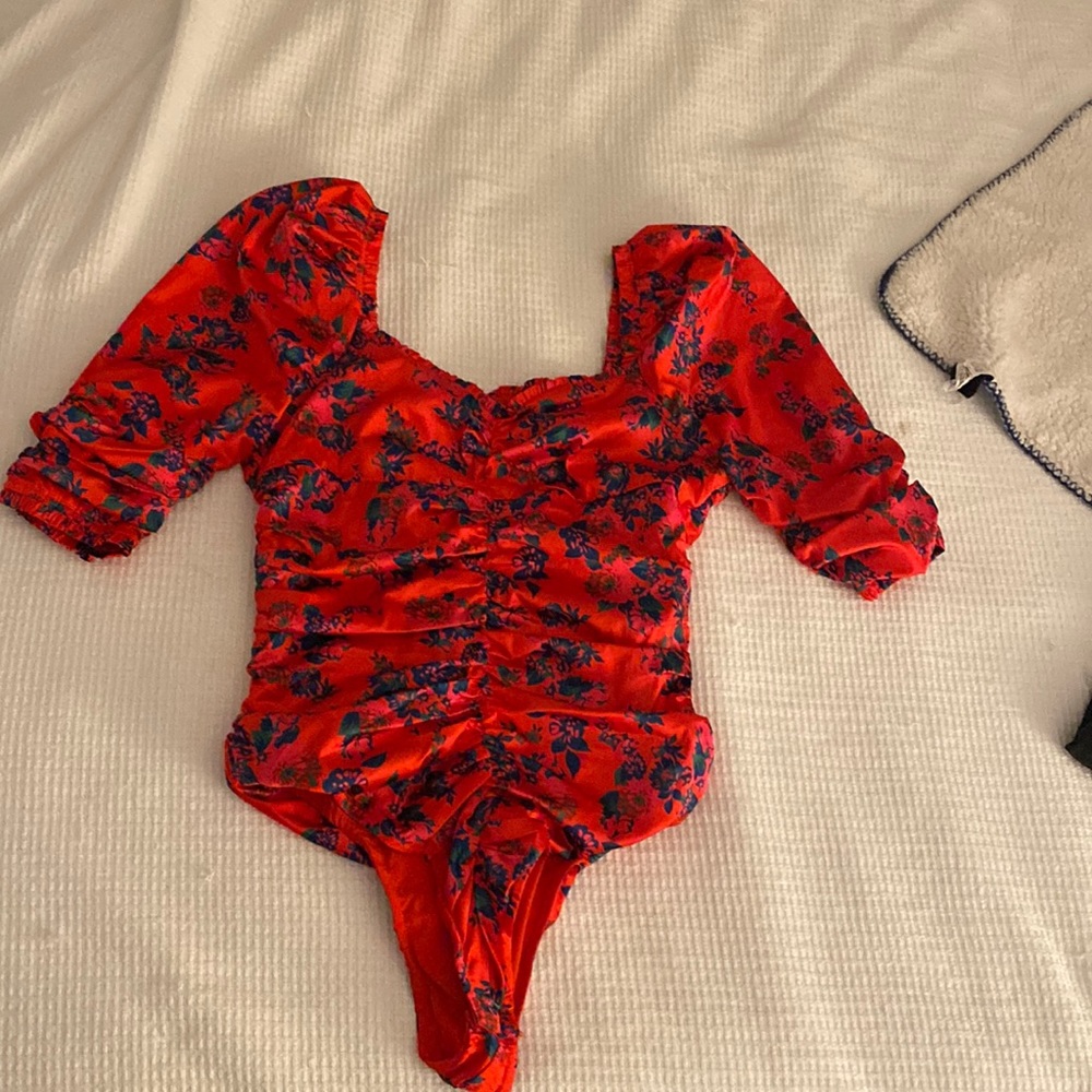 Silk Flower Print Bodysuit